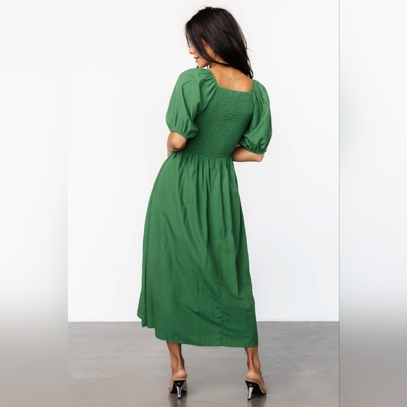 Baltic Born | Stefania Midi Dress In Green Size Medium NWOT - Picture 3 of 11